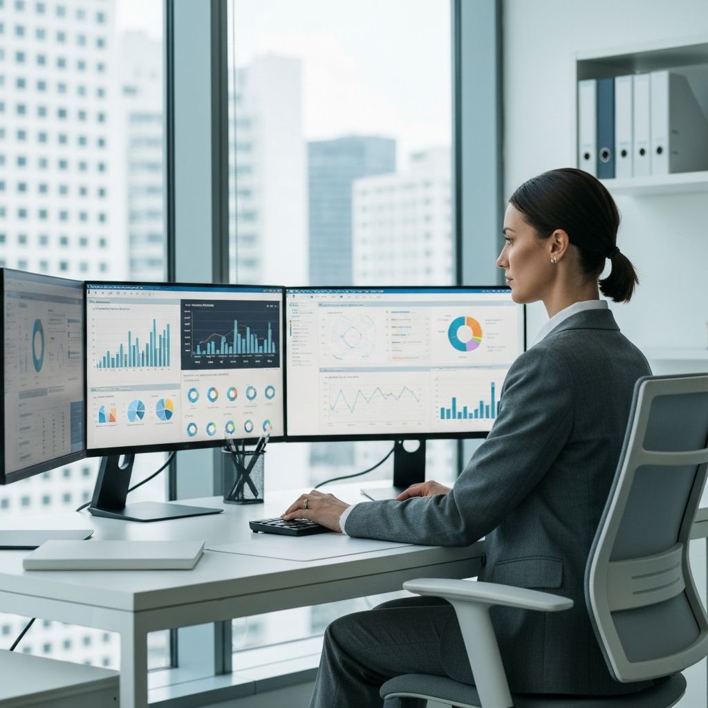 Profesionales financieros trabajando en análisis de datos y dashboards para empresas familiares